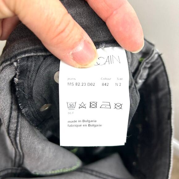 Marc Cain Women’s 2 Gray Skinny Ankle Jeans Green Stitch Roll Cuff Denim - Picture 4 of 8